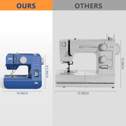 BCOOSS Mechanical Sewing Machine, Portable with 28 Built-In Stitches, Blue, Compact Design with Extension Table and Accessory Kit