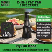 Allstar Innovations Magic Mesh 2-in-1 Fly Fan and Mosquito Zapper, USB-C Rechargeable, Portable Indoor and Outdoor Electronic Insect Killer
