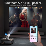 Akagear AK500 Projector, Native 1080P with 4K Support, 330 ANSI Lumens, 200in Screen, Dual-Band 5G WiFi, Bluetooth 5.2, Auto Focus, Keystone Correction, 180 Rotatable Stand, Stereo Speaker
