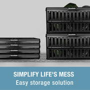 CleverMade Collapsible Utility Crate, Heavy Duty Folding Storage Bin, 60L Capacity, Obsidian, Pack of 3