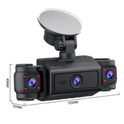 Pepwell 3 Channel 1080P Dash Cam with 2.4 Inch IPS Screen, Front and Inside Triple Cameras, IR Night Vision, Loop Recording, 24Hr Parking Monitoring, A007AB