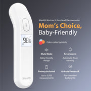 iHealth PT2L No-Touch Infrared Forehead Thermometer with Color-Coded Fever Indicator, 1-Second Reading, White