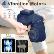KingPavonini Wireless Knee Massager with Heat and Vibration, 4 Motors, 5 Heating Levels, Blue