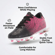 Vizari Cali FG Youth Soccer Cleats, Firm Ground, Black Pink, Size 2, VZSE93273Y