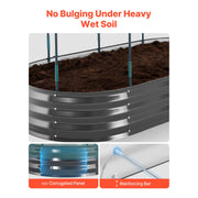 KFFKFF Galvanized Raised Garden Bed Kit with Integrated Automatic Watering System and Protective Mesh Cover, Oval Metal Planter Box, Rust-Resistant Alu-Zinc, Dark Gray, 6 x 3 x 1 ft, YJ-ZZC017