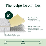 Zinus Innerspring Mattress, 6in Basic Tight Top, Firm Support, Twin Size, White