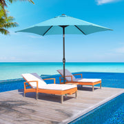 Ainfox 9ft Lake Blue Patio Umbrella with Waterproof UV Resistant Polyester Canopy, Steel Frame, Push Button Tilt, Crank Operation, OB-OTU065BL