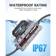 FirstPower Pro 48V 15A Golf Cart Battery Charger, Fast 4-6H Full Charge, Trickle Charge, IP67 Waterproof, Fan Cooling, 3-Pin Round Plug