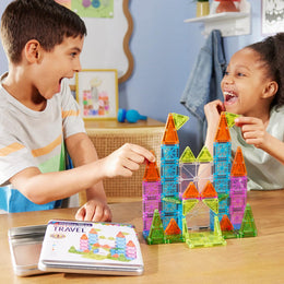 MAGNA-TILES Travel Set 55 Magnetic Building Set: Educational Math Focus, Creative Engineering, Fine Motor Skills