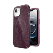 Speck CandyShell Grip iPhone Case with Dual-Layer Protection, MagSafe Compatible, Plumberry Glitter