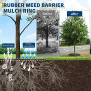 Landscape Weed Barrier Mat, Reusable Black Fabric Tree Ring, 40 Inch, Pack of 2