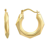 Brilliance Fine Jewelry XY815454 10KT Yellow Gold Geometric Round Hoop Earrings, 20mm, Click Top Closure