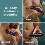 Philips Norelco Body Groomer 5000 Series Personal Groomer with Interchangeable Dual Trimmer and Shaver Heads, Adjustable 11-Length Trim, 100% Showerproof, Black, BG5490/50