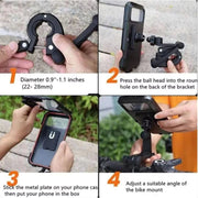 Stock Preferred Motorcycle Phone Mount, Adjustable 360 Rotation, Waterproof, Anti-Shock, Touchscreen Compatible, Black
