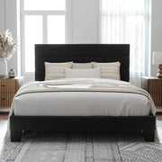 Allewie Full Platform Bed Frame with Velvet Headboard