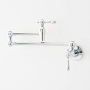 Signature Hardware Pot Filler Faucet, Double Handle, Wall Mounted Retractable Swing Spout, Polished Nickel, 4.6 GPM, 954008