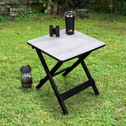 Ozark Trail 19-Inch Plastic Folding Outdoor Camp Side Table, Gray Wood Grain - Adjustable Height, Lightweight, Foldable Design
