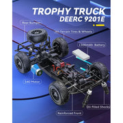 Deerc W8-9201E 1:10 Large Scale 4WD 48 km/h High Speed Remote Control Car with Lights