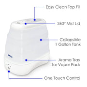 Crane Halls Collapsible Cool Mist Humidifier, 3.5L, White