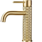 BiaoTeng Brushed Gold Bathroom Sink Faucet for 1 Hole, Single Handle Hot and Cold Brass Bathroom Faucets Basin Faucet Brushed Gold