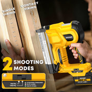 Rvchic 18GA Cordless Electric Brad Nailer, 2-in-1 Brad Nails and Staples, 2 Batteries, LED Work Light, Yellow