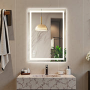 Edx Anti-fog LED Bathroom Mirror, Dual Light Source, Three Lighting Modes, Adjustable Brightness, White, 28x36 in