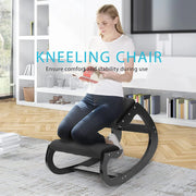 SPECSTAR X002UQTQ5X Ergonomic Rocking Kneeling Chair Black Linen Cushion Comfortable Posture Stool for Home Office Meditation