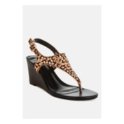 Rag & Co Oidah Women's Leopard Print Studded Wedges Sandals, 3.5-in Heel, Buckle Closure, RCSH5630 LEOPARD