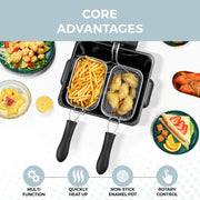 Alpha Living Electric Deep Fryer, 4.5L Capacity, Stainless Steel, Adjustable Temperature Control, Timer, 3 Baskets (Two 2-Quart, One 4-Quart), Viewing Window Lid, ED-1400