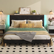 Bestier USWMB01-B701293C-BLK King Platform Bed with Adjustable Storage Headboard Shelf, Black