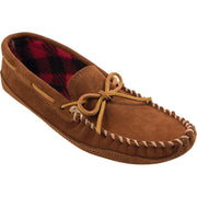 Minnetonka 773-9 Double-Bottom Fleece Slipper Mocs for Men, 9M, Brown