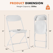 Joinsun Folding Chair Set, 6-Piece, White, Folding and Stacking Design, Non-Slip Feet, 330 lb Capacity
