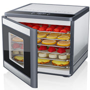 TINANA Food Dehydrator Machine with 6 Stainless Steel Trays, Precise Timer and Temperature Control, Gray