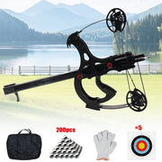 Runzkzy All-metal Composite Bow, Mechanical Pulley Compound Bow with Sliding Long Rod Magazine, Black - Lightweight