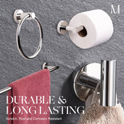 MARMOLUX ACC Bathroom Hardware Set, 4-Piece SUS 304 Stainless Steel Towel Racks with Polished Chrome Mirror Finish, Hand Towel Ring, Toilet Paper Holder, Towel Hook, Towel Bar, MA-S911-4PC