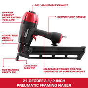 Hyper Tough FN2190V Pneumatic 21-Degree Framing Nailer, Accepts 2 to 3-1/2 Inch Plastic Collated Full Round Head Nails, Adjustable Depth, Ergonomic Grip