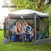 COBIZI 12'x12' Pop-up Gazebo with Mosquito Netting, Waterproof, UV Resistant, Brown