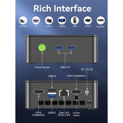 GMKtec Mini Desktop Computer NucBox G3S, Intel Alder Lake N95 Processor up to 3.4GHz, 16GB DDR4 RAM, 512GB SSD, Dual HDMI 4K@60Hz, Windows 11 Pro, Black