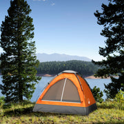 Wakeman Outdoors 2-Person Dome Tent, Lightweight, Easy Setup, Removable Rain Fly, Dual-Layer Door, Interior Storage Pocket, Orange, HW4700060