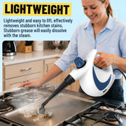 Earnlytozv Handheld Steam Cleaner, 1050W High Power, 230F Steam, 350ml Tank, 11 Accessories, Blue and White, JQB-399