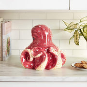 Blue Sky Clayworks Octopus Red Ceramic Cookie Jar with Lid, 12.5 in x 12.5 in x 10 in, 14276