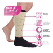 CircAid Juxtalite HD Lower Leg Compression Wrap, Adjustable 20-50 mmHg, Small Short, Beige