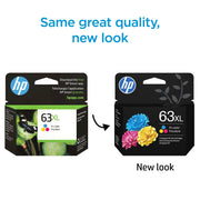 HP F6U63AN#RFD 63XL Tri-Color Ink Cartridge, High Yield, Cyan Magenta Yellow, 300 Page Yield
