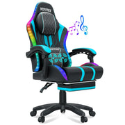 Hoffree 2038711 Big and Tall Gaming Chair with Speakers Blue