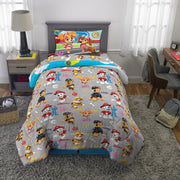 Franco Manufacturing Co. Paw Patrol Kids Twin Bedding Set, 4-Piece Reversible Comforter, Polyester Microfiber, Blue Gray, 7A0507