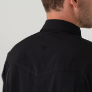 Burlebo Men's Performance Western Shirt, Black, Short Sleeve, Pearl Snap Button-Down, Spread Collar, 2XL, PWS-BLK