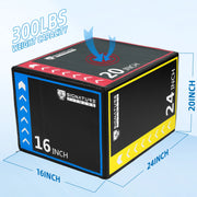 Signature Fitness 3-in-1 Foam Plyometric Jump Box, Adjustable Height 16/20/24 Inch, Anti-Slip Surface
