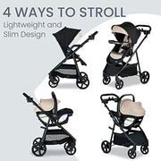 Britax Willow Brook S+ Infant Car Seat and Brook+ Toddler Stroller Travel System with Alpine Base, Sand Onyx, 89718623