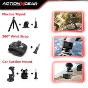 ActionXGear 120-in-1 Action Camera Accessories Kit, Universal Compatibility with GoPro HERO 13-7, MAX, Fusion, DJI Osmo Action, Insta360, AKASO, Includes Head Strap, Chest Mount, Selfie Stick, Suction Cup, Carrying Case