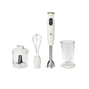 Beautiful 2-Speed Immersion Blender, 400W Motor, 8-Inch Stainless Steel Shaft, 2-Cup Chopper, 24 oz Measuring Cup, White Icing, 19561